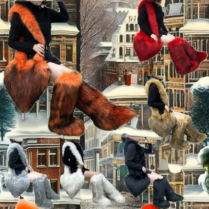 <span class=keywords><strong>Bottes</strong></span> d'hiver en fausse fourrure de haute qualité pour femmes 2024 avec doublure en cuir véritable, semelle intérieure en PVC, chaudes avec un ensemble de sac en fourrure pour l'automne - Product Image 2