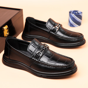 Chaussures décontractées pour hommes en cuir de vachette première couche, à lacets, avec semelle extérieure en caoutchouc et doublure en microfibre, toutes saisons - Product Image 4