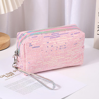 Sacs à cosmétiques écologiques personnalisés pour femmes Pochette à maquillage de voyage à paillettes avec fermeture à glissière Trousse de maquillage dame réutilisable pour les voyages