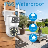 Caméra IP PTZ sans fil 4K 4MP à double objectif, extérieure, suivi automatique à 360°, vision nocturne, WiFi, microphone intégré