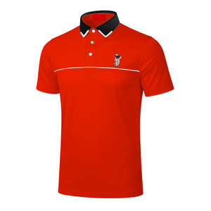 Polo à manches courtes turquoise pour homme, 180-240 g/m², avec motif de golf brodé, coupe classique, tissu tricoté respirant - Product Image 4