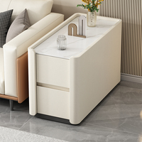 Table basse italienne légère de luxe en bois massif Rock Board Salon 30cm de large Ultra-étroit Moderne Simple Acier inoxydable