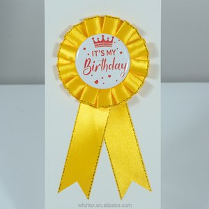 Personalisierbares Happy <span class=keywords><strong>Birthday</strong></span> Auszeichnungsband für Jungen oder Mädchen, Geburtstagsabzeichen, Brosche, Weißblech-Rosette, Anstecknadel, Partydekoration - Product Image 4