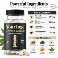 Capsules de croissance pour enfants Vitamine D Calcium Phosphore Soutien nutritionnel quotidien Soins de santé Complément alimentaire Fournisseur d'usine OEM ODM