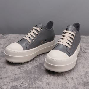 Chaussures plateforme de créateur pour hommes, baskets basses en cuir gris à semelle épaisse, chaussures tendance pour femmes, chaussures augmentant la taille de 6 cm - Product Image 4