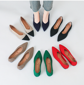 Chaussures <span class=keywords><strong>bateau</strong></span> plates confortables et décontractées à bout pointu en tricot, avec semelle intérieure respirante et semelle extérieure en caoutchouc, modèle à enfiler pour toutes les saisons - Product Image 6