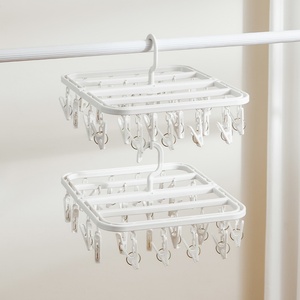 Support OEM Cintres pliables en plastique avec pinces pour vêtements, chaussettes et soutiens-gorge, logo personnalisé, emballage carton, pour armoire de salon, séchage individuel - Product Image 6