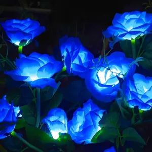 Solar Rose Flower <strong>Light</strong> IP65 Waterproof Rechargeable AA Battery <strong>Dusk</strong> <strong>to</strong> <strong>Dawn</strong> Auto On/Off Outdoor Garden Decorative Pathway Lamp - Product Image 4