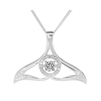 Collier Pendentif Queue de Baleine en Argent Sterling 925 avec Zircon Cubique CZ et Diamant Dansant, Thème Vie Marine Tropicale, Vente en Gros Direct Usine de Guangzhou