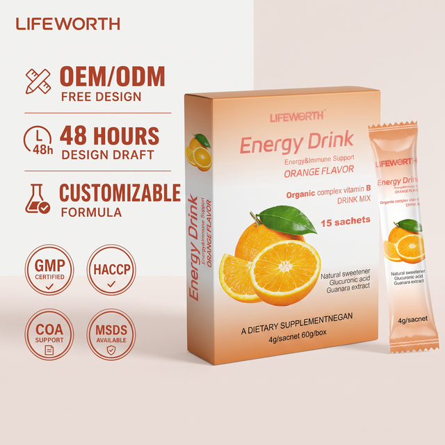 Lifeworth Sports Instant Hydration Powder Pack - Electrolyte Drink Mix with Ginseng Vitamins Keto-Friendly - Bulk OEM ODM