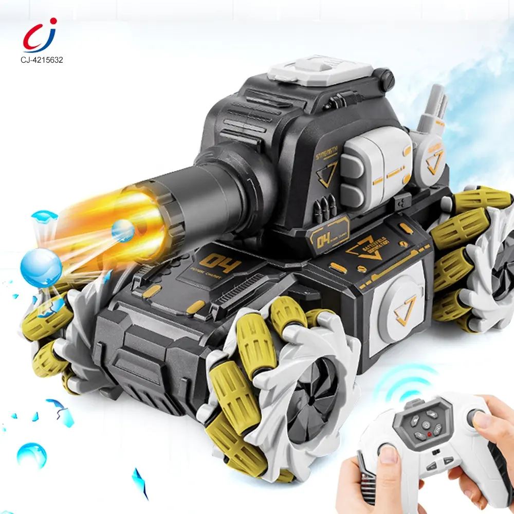 Chengji remote control tank car toy kids multifunctional water bomb shooting 360 degrees rotation 2.4g 9ch spray rc stunt tank