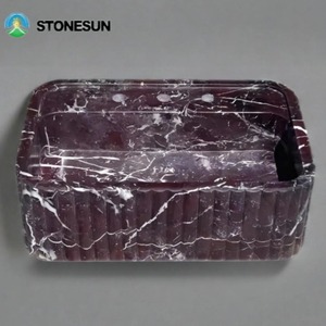 StoneSun naturale Rosso Levanto in marmo nero lavello a parete in vetro lavabo da bagno strumento per la stanza della polvere da cucina - Product Image 2