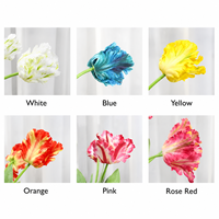 Bunga Tulip Tiruan Grosir YM, Tangkai Panjang Tunggal, Bunga Tulip Kuning Berumbai untuk Dekorasi Vas Pernikahan