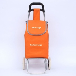 Wholesale Portable <b>Folding</b> Shopping Trolley Bag with Wheels Reusable Oxford Supermarket <b>Cart</b> Shoulder Closure Letter Pattern - Product Image 5