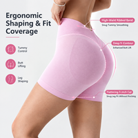 Shorts de yoga côtelés sans couture pour femmes, shorts de sport et de cyclisme, contrôle abdominal, extensibles dans quatre directions, en nylon extensible