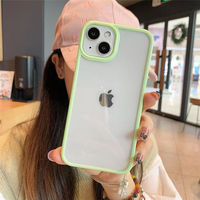 Coque transparente avec cadre couleur bonbon pour iPhone 11 12 13 Mini 14 Plus, pour iPhone 15 16 17 – Étui de téléphone transparent