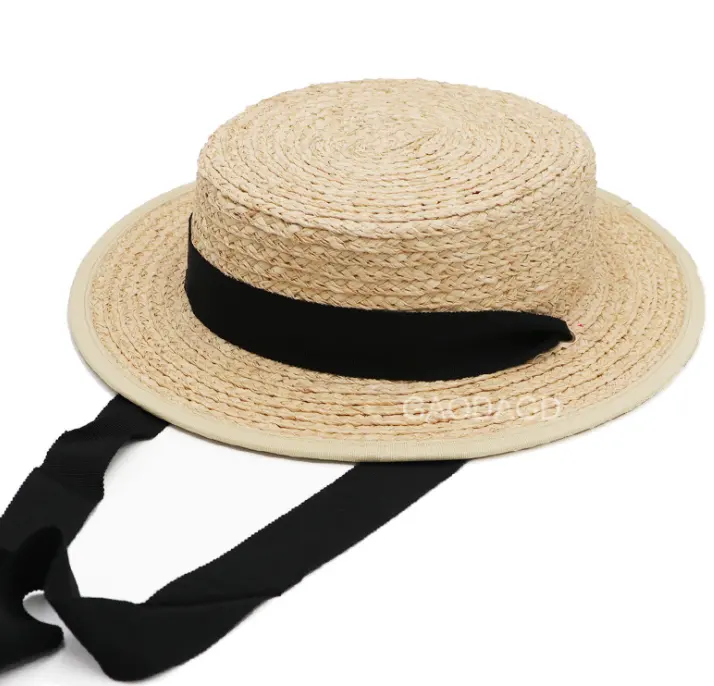 DS Bulk Rafia Paja Trenza Verano Niños Sombreros para el sol Boater Sombrero sombrero de paja