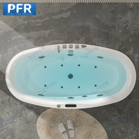 Grande baignoire de massage à jets en acrylique écologique, design moderne autoportant, avec drain, 1,7 m, robinet inclus, pour hôtels et salles de bain