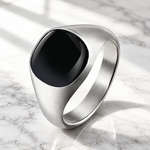 Anillo de Sello Minimalista JLM de Acero Inoxidable para Hombre, Anillo Clásico con Piedra Cuadrada de Ónix Negro, Joyería Vintage al por Mayor - Product Image 1