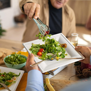 6 8 10inch Biodegradable <strong>Square</strong> <strong>Plates</strong> Heavy-duty Disposable <strong>Plates</strong> Eco-friendly Sugarcane <strong>Plate</strong> for Party, Dinner, Snack - Product Image 4