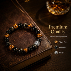 Bracelet en obsidienne noire naturelle, œil de tigre, <span class=keywords><strong>Pixiu</strong></span>, tête de lion, perles, bracelet Feng Shui, bracelet énergétique, bijoux porte-bonheur pour homme, protection - Product Image 4