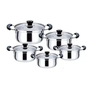 Wholesale 10pcs Home and Kitchen <b>Pot</b> Stainless Steel Casserole Mental Non Stick Pan Cheap Kitchen Utensil Cookware <b>Sets</b> - Product Image 2