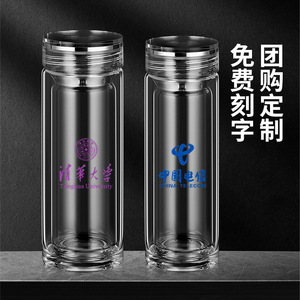 <b>Double</b> <b>Walled</b> Glass Cup High Borosilicate Heat Resistant Insulated Tea Cup For Travel With Lid Large Capacity Portable - Product Image 2
