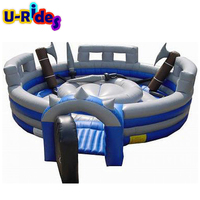 Anneau gonflable de joute Gladiator Duel Arena unisexe en PVC gris avec souffleur et kits de réparation pour les événements en plein air et les parcs