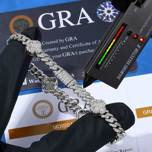 Đa Năng 10Mm Vàng Trắng 925 Sterling Silver Mens Vòng Đeo Tay VVS Moissanite Kim Cương Đá Sao Chéo Liên Kết Thời Trang Bangles - Product Image 3