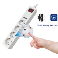 Multiprise européenne 4 prises avec protection contre les surtensions, 2 ports USB, conducteurs en cuivre, homologuée CE-LVD, ignifuge, sécurité enfant