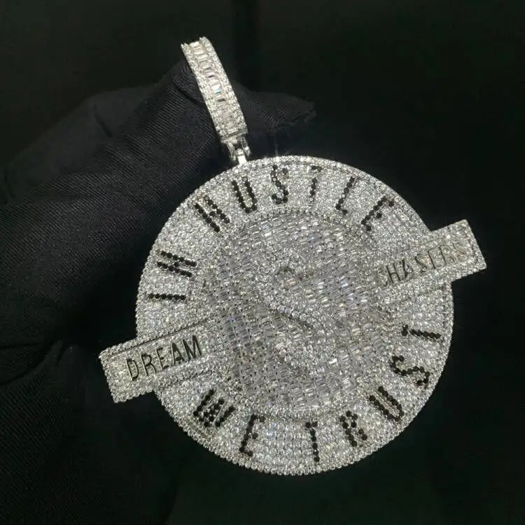 Hip Hop We Trust In Hustle Money Dollar Dream Chasers Pendant Necklace Iced Out Bling Micro Pave 5A CZ Men Boy Jewelry