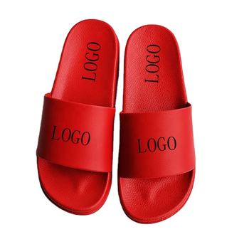 Cheap PVC Slides Sandals Shoes Printed Logo Women Flip Flop Slippers