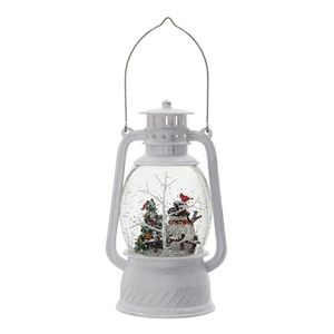 DB 4.7x4.7x8.3\" <b>White</b> Christmas <b>Lantern</b> Snowman Tree Plastic/Resin 6-Hour Timer LED/Water Spinning 3*AA Batteries - Product Image 6