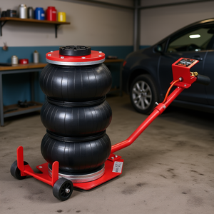 แม่แรงลมแบบสามถุง 3 ตัน ท่อเหล็กสีแดง ยกเร็ว สำหรับซ่อมรถยนต์ในโรงรถ - Product Image 2