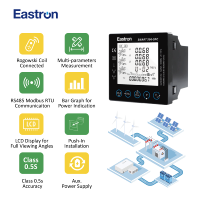Compteur d'énergie triphasé à bobine de Rogowski Eastron SMART X96-3RC 20kA Classe 0.5S avec RS485 Modbus pour rétrofit