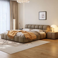 Ensemble de meubles de chambre à coucher modernes en cuir de luxe du Jiangxi, lit inclinable réglable et rembourré, taille Queen et King