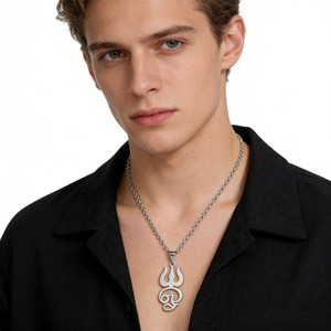 Collar <span class=keywords><strong>de</strong></span> cadena larga <span class=keywords><strong>de</strong></span> bambú con colgante <span class=keywords><strong>de</strong></span> <span class=keywords><strong>tridente</strong></span> <span class=keywords><strong>de</strong></span> <span class=keywords><strong>Neptuno</strong></span> chapado en oro <span class=keywords><strong>de</strong></span> acero inoxidable para hombre, estilo hip hop, regalo, modelo 3009 - Product Image 5