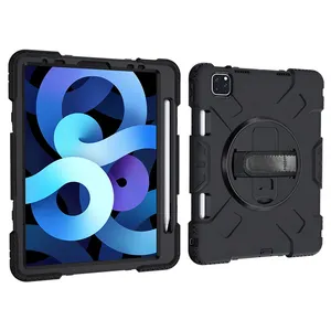 For Ipad Air 10.9 Inch Black Shockproof Hand Holder Tablet Cover For Custom Ipad Air4 Pen Slot Case