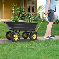 Chariot à benne basculante utilitaire en poly robuste chariot de jardin chariot pneumatique chariot d'extérieur
