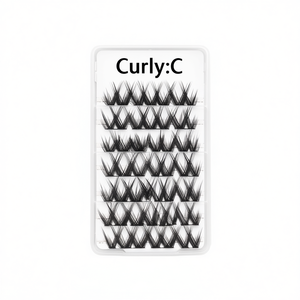 Cils en bande complète Curly C en fibres végétales, fabriqués à la machine, avec bande en coton noir, épaisseurs variées, double face, livre de présentation de cils - Product Image 1