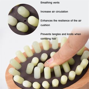Venta al por mayor masaje cuero cabelludo Jade Gua Sha peine desintoxicación Facial masajeador herramienta reafirmante piel Xiuyu Guasha piedra para todo el mundo - Product Image 3