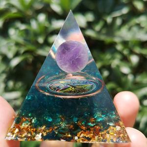 Piramide Orgonite con Perle di Cristallo Naturale Viola, Generatore di Energia Orgonite per Reiki e <span class=keywords><strong>Chakra</strong></span>, 60mm - Product Image 4