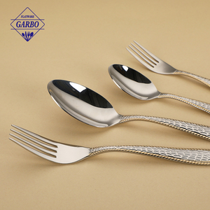 Juego de Cubiertos de Acero Inoxidable 201 con Diseño Martillado Dorado de Lujo, con Soporte Metálico, Artículo de Exhibición para <span class=keywords><strong>Tienda</strong></span>, Novedad 2026 - Product Image 6