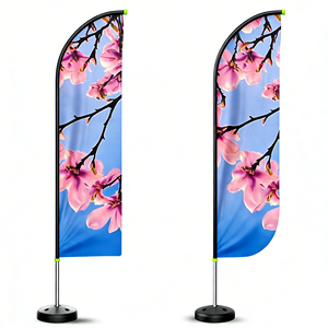 Custom Heat Transfer Printed Polyester Blade Flags with Fiberglass Flagpole-Outdoor Advertising Pennant for Festivals and Events