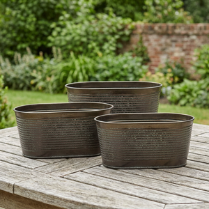 Grande jardinière de finition rustique en métal décoratif en laiton AK pour jardin extérieur - Product Image 2