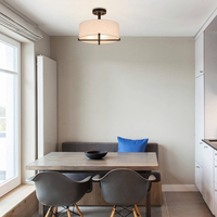 US Livraison gratuite tissu Semi affleurant plafonnier décoratif intérieur moderne rond Villa hôtel cuisine salle à manger suspension
