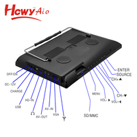 Télévision numérique portable miniature de petite taille 14 pouces avec batterie rechargeable, télévision numérique SDVB-T2