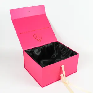 Boîte mystère de ruban gros-grain recyclé imprimé personnalisé boîte d'emballage de bijoux cadeau en papier de demoiselle d'honneur faveurs surprise de luxe