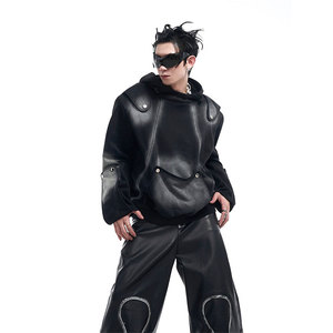 INSCRIRE(アンスクリア)Fake Leather Hoodie ASOS DESIGN oversized Faux leather hoodie in black | ASOS