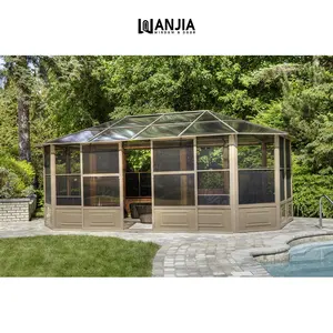 WANJIA gratis berdiri sunroom beranda aluminium ruang matahari rumah kaca aluminium sunroom